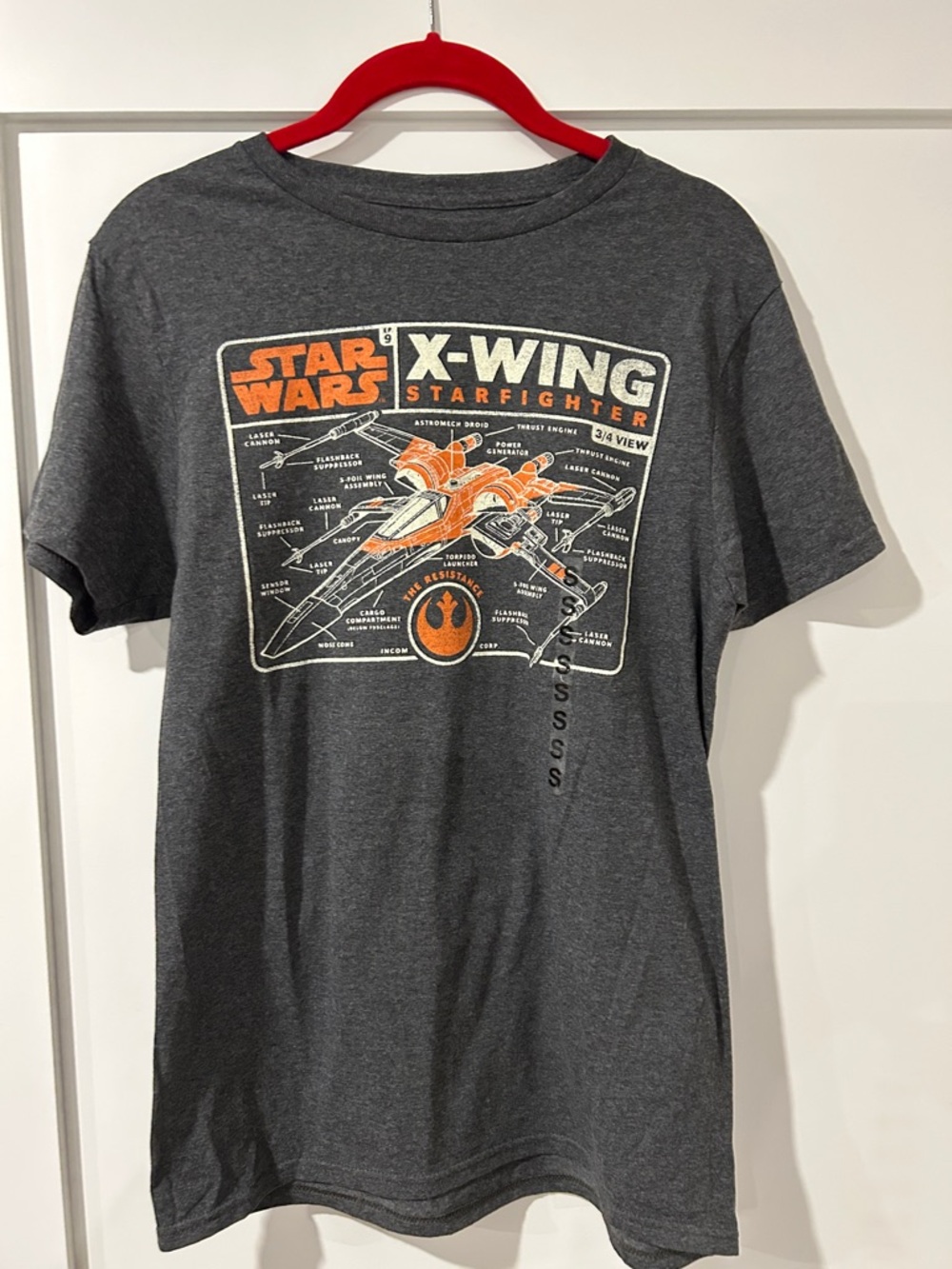 NWOT Star Wars X-Wing Graphic Tee for Women size small - Charcoal Gray